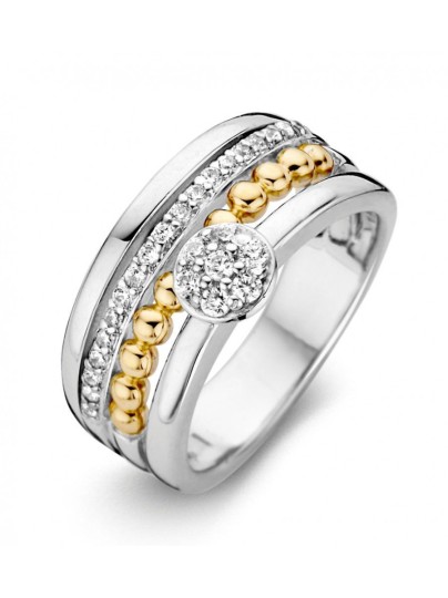 Zilveren ring met goud en zirkonia