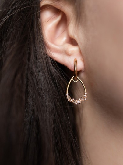 Jackie Collection roségouden oorhangers met diamant 0,60crt.