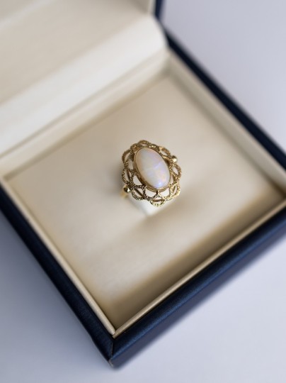 Vintage Geelgouden Ring Opaal