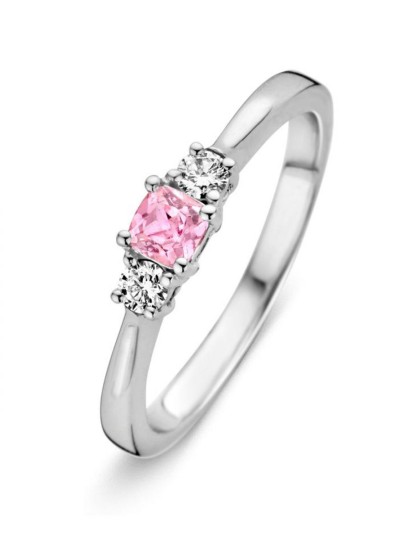 Witgouden ring roze saffier