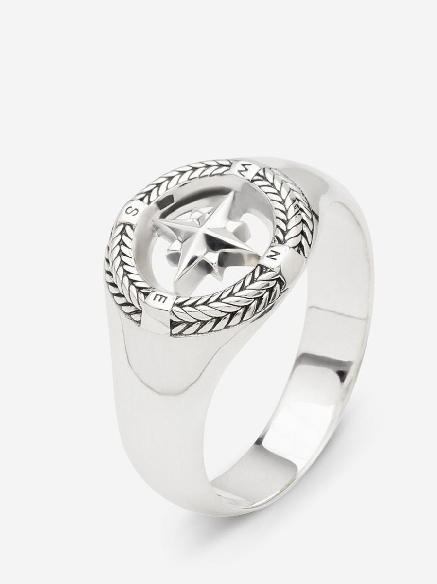 Compass Signet Ring Silver Compass Signet Ring Silver