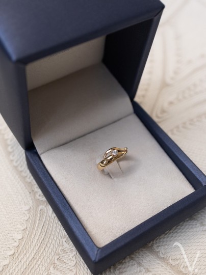 Vintage ring 14k roségoud met zirkonia