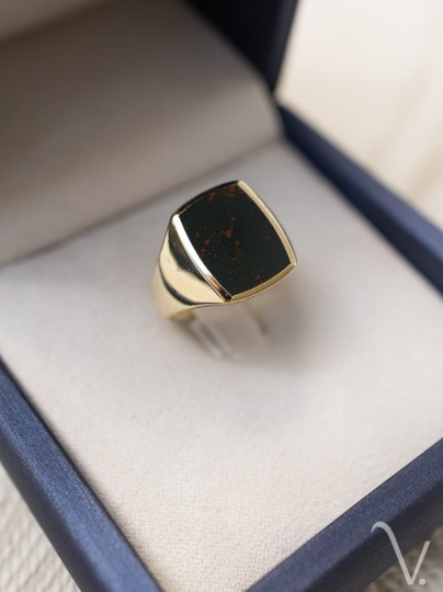 Vintage zegelring jaspis voor heren