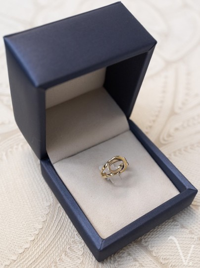 Vintage bicolor ring met 2 lussen