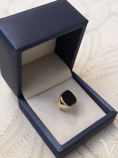 Vintage zegelring heren met zwart onyx