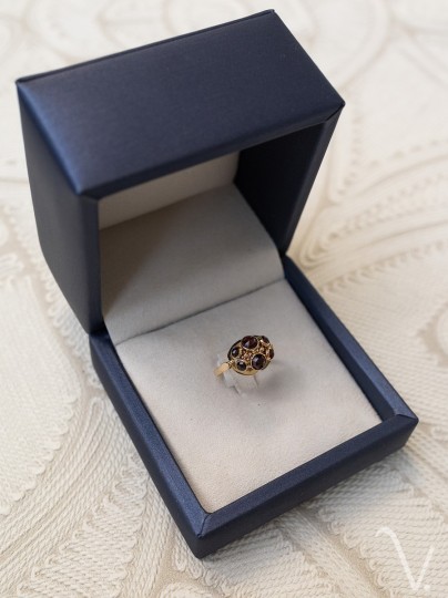 Vintage 14k roségouden ring met granaat