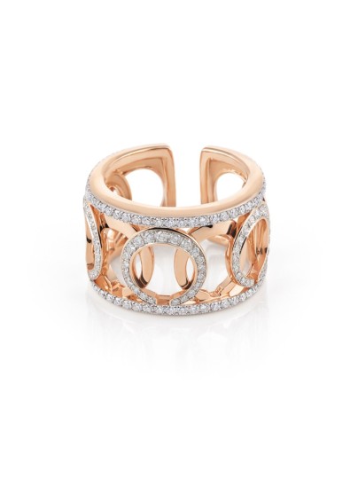 Mezzaluna roségouden ring met briljant