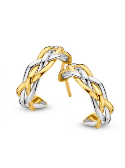 Bicolor creolen met vlechtpatroon 15mm