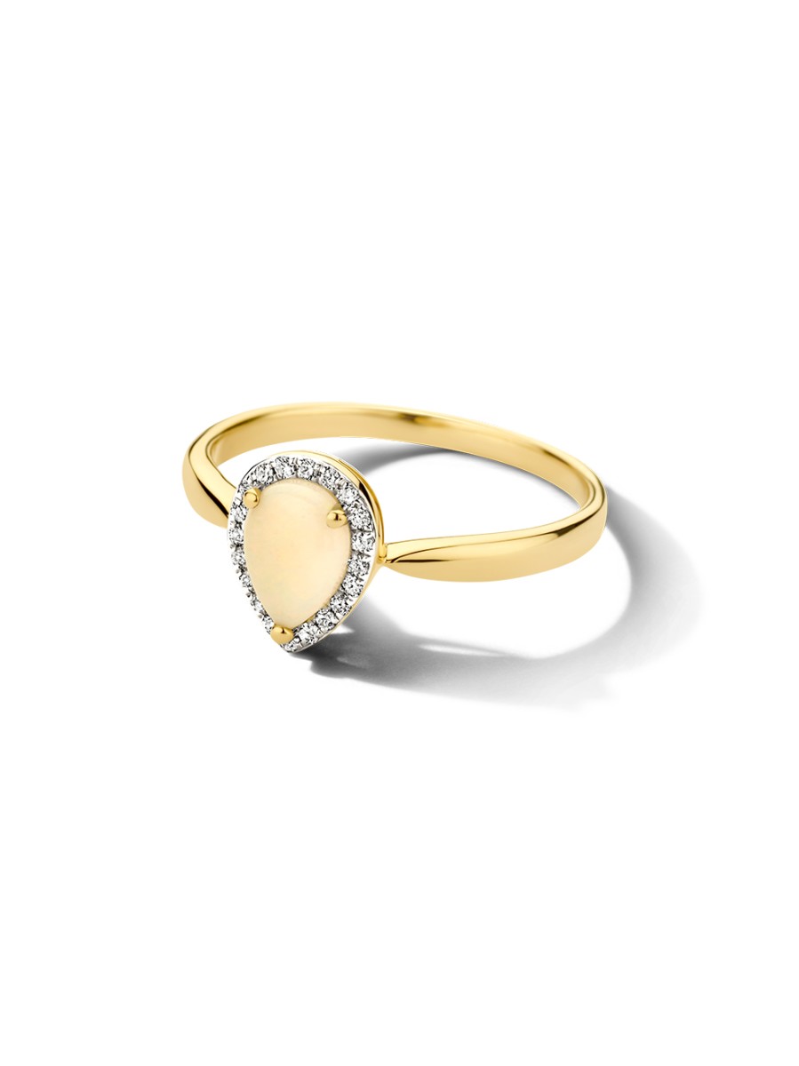 veerman juwelen bicolor entourage ring met opaal en briljant 014crt