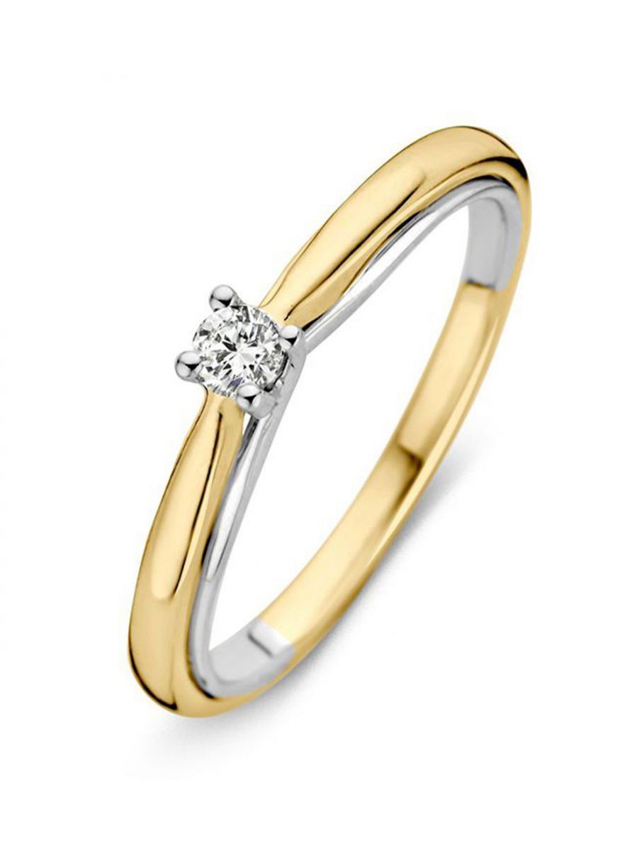 Bicolor solitair ring met briljant 0.10crt Bicolor solitair ring met briljant 0.10crt
