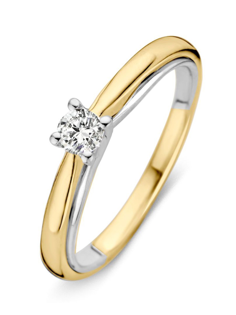 Bicolor solitair ring met briljant 0.19crt Bicolor solitair ring met briljant 0.19crt