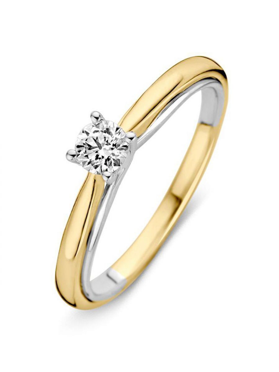 Bicolor solitair ring met briljant 0.31crt Bicolor solitair ring met briljant 0.31crt