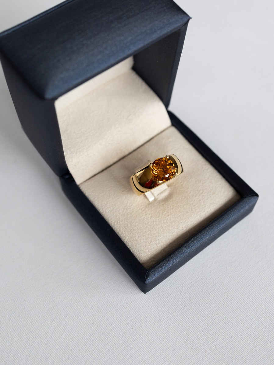 Brede ring vintage met citrien