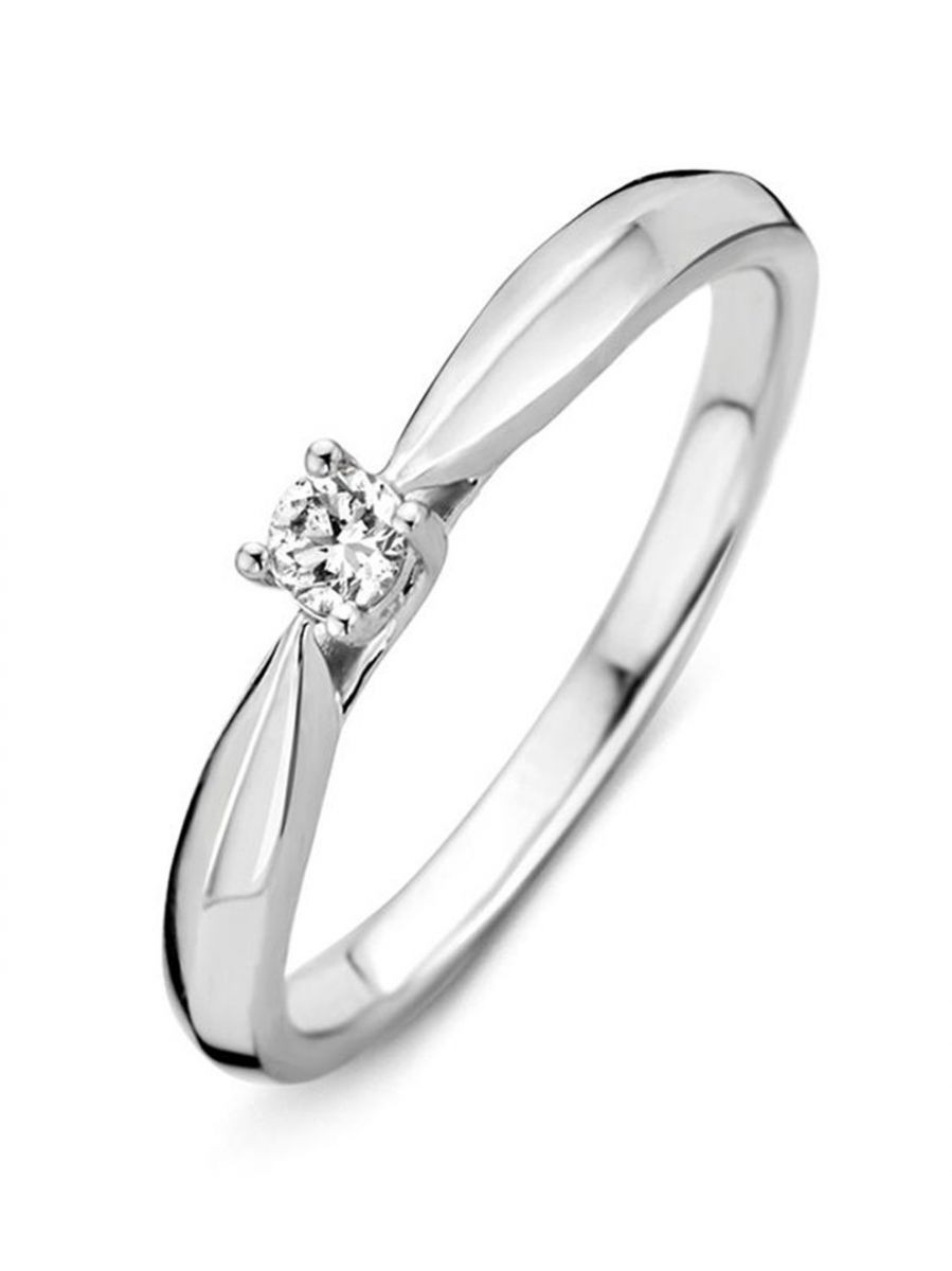 Witgouden solitair ring met briljant 0.16crt Witgouden solitair ring met briljant 0.16crt
