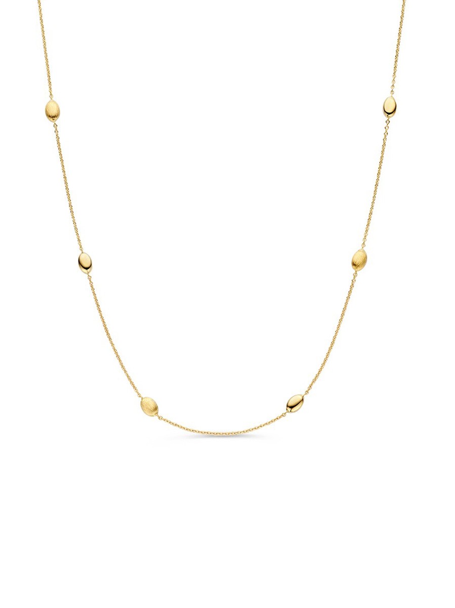 Geelgouden collier met gepolijste en gematteerde elementen