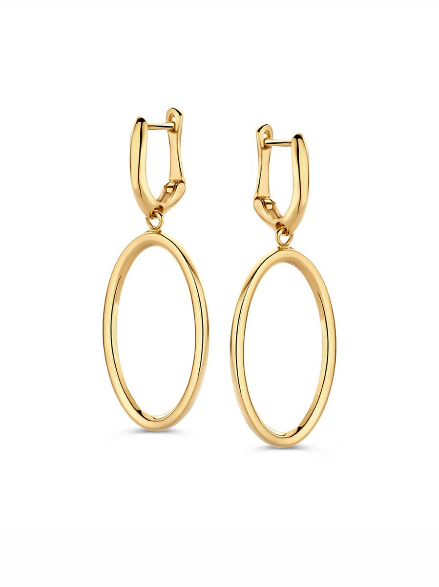 Geelgouden oorhaken met open hanger