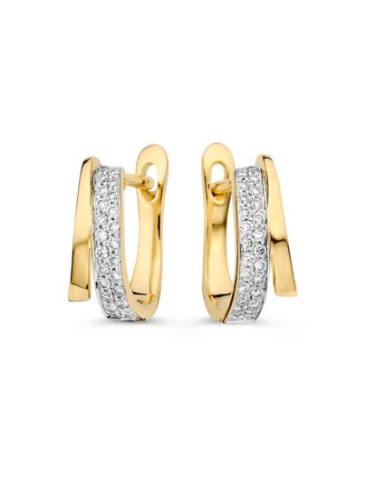 Geelgouden oorringen met diamant 0,18crt.
