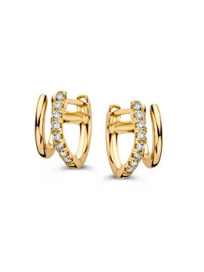 Geelgouden oorringen met diamant 0,20crt.