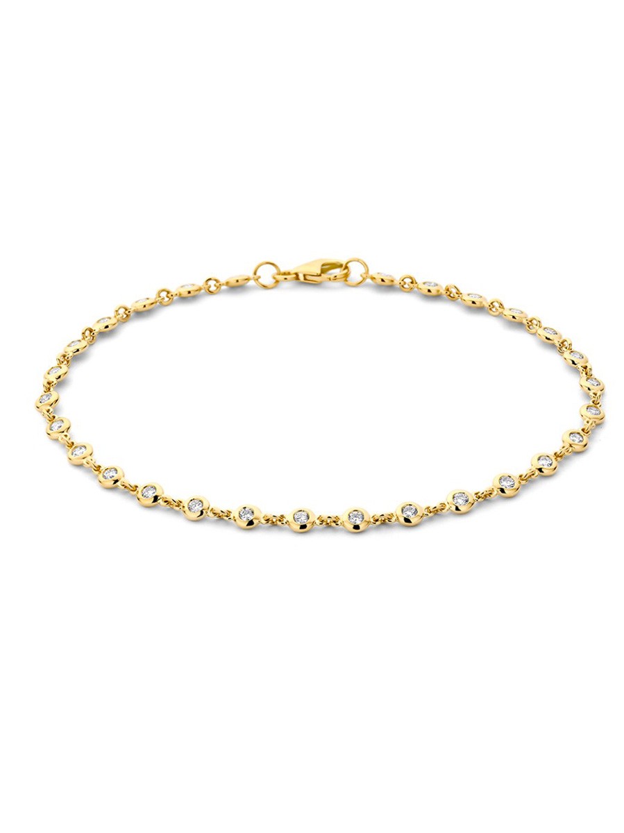 Geelgouden schakelarmband met briljant 0,61crt.