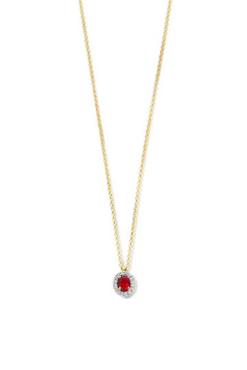 Geelgouden collier met robijn en diamant
