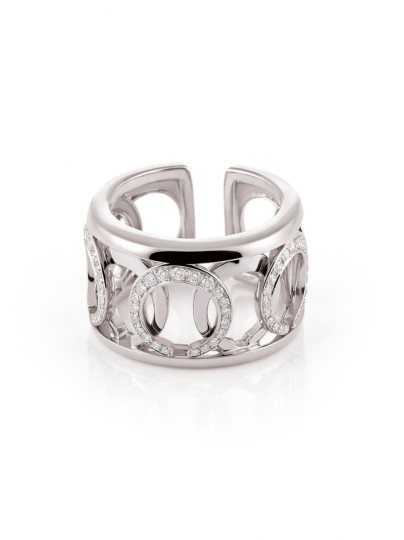 Mezzaluna witgouden ring met briljant