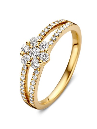 Geelgouden rozet ring met diamant 0,55crt.