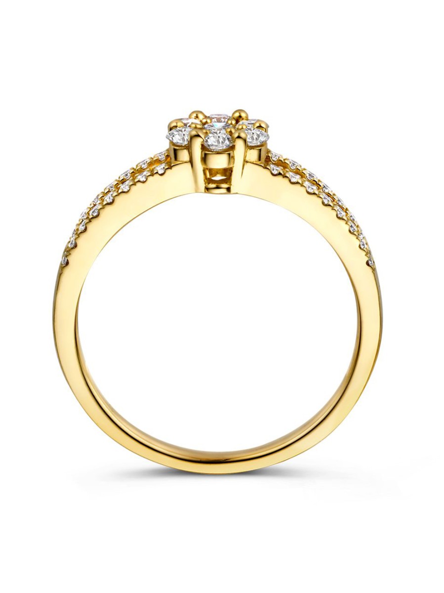 geelgouden rozet ring met diamant 055crt