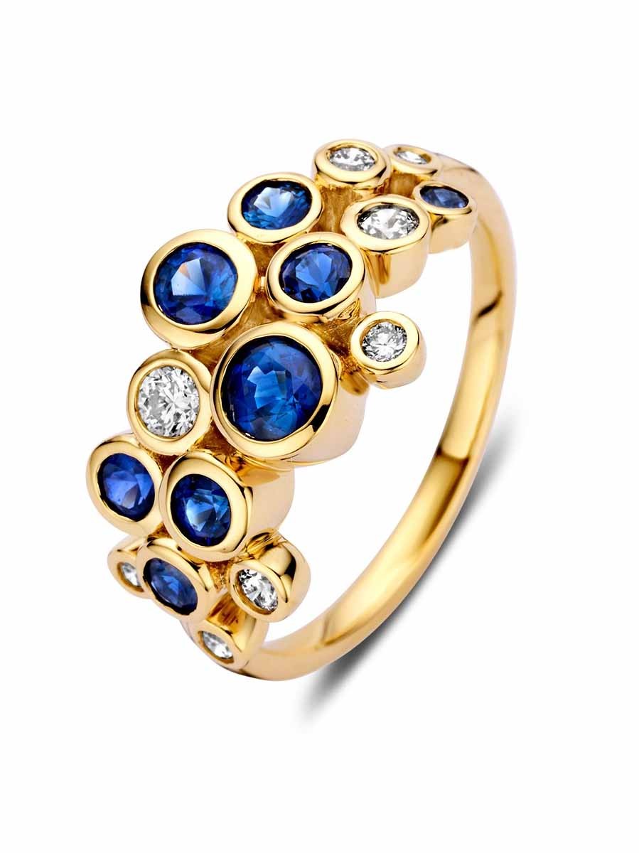 Ring geelgoud briljant + saffier Ring geelgoud briljant + saffier