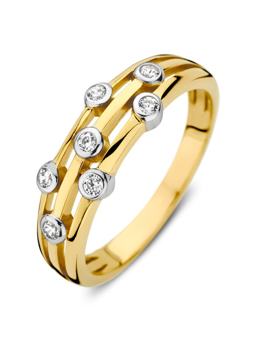 Speelse bicolor ring met zirkonia