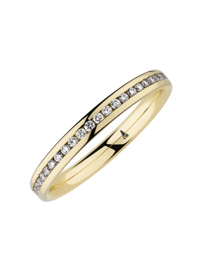 Trouwring geelgoud met 22 diamanten