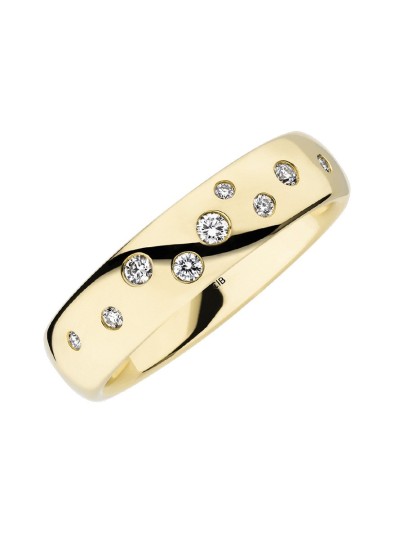 Trouwring geelgoud met 9 diamanten