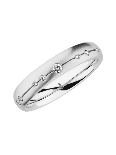 Trouwring witgoud met 17 diamanten