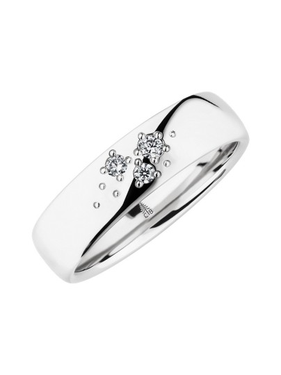 Trouwring witgoud met 3 diamanten