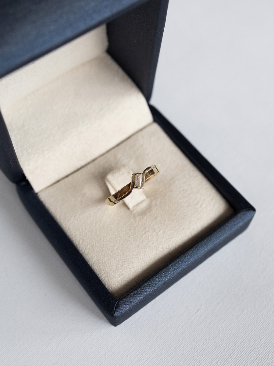 Vintage bicolor slagring met zirkonia