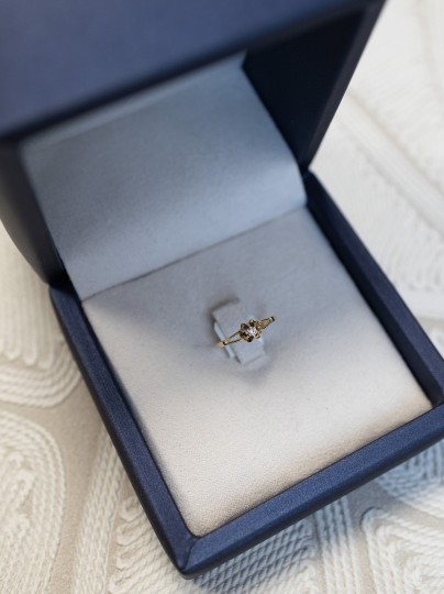 Vintage geelgouden ring briljant spiegelchaton