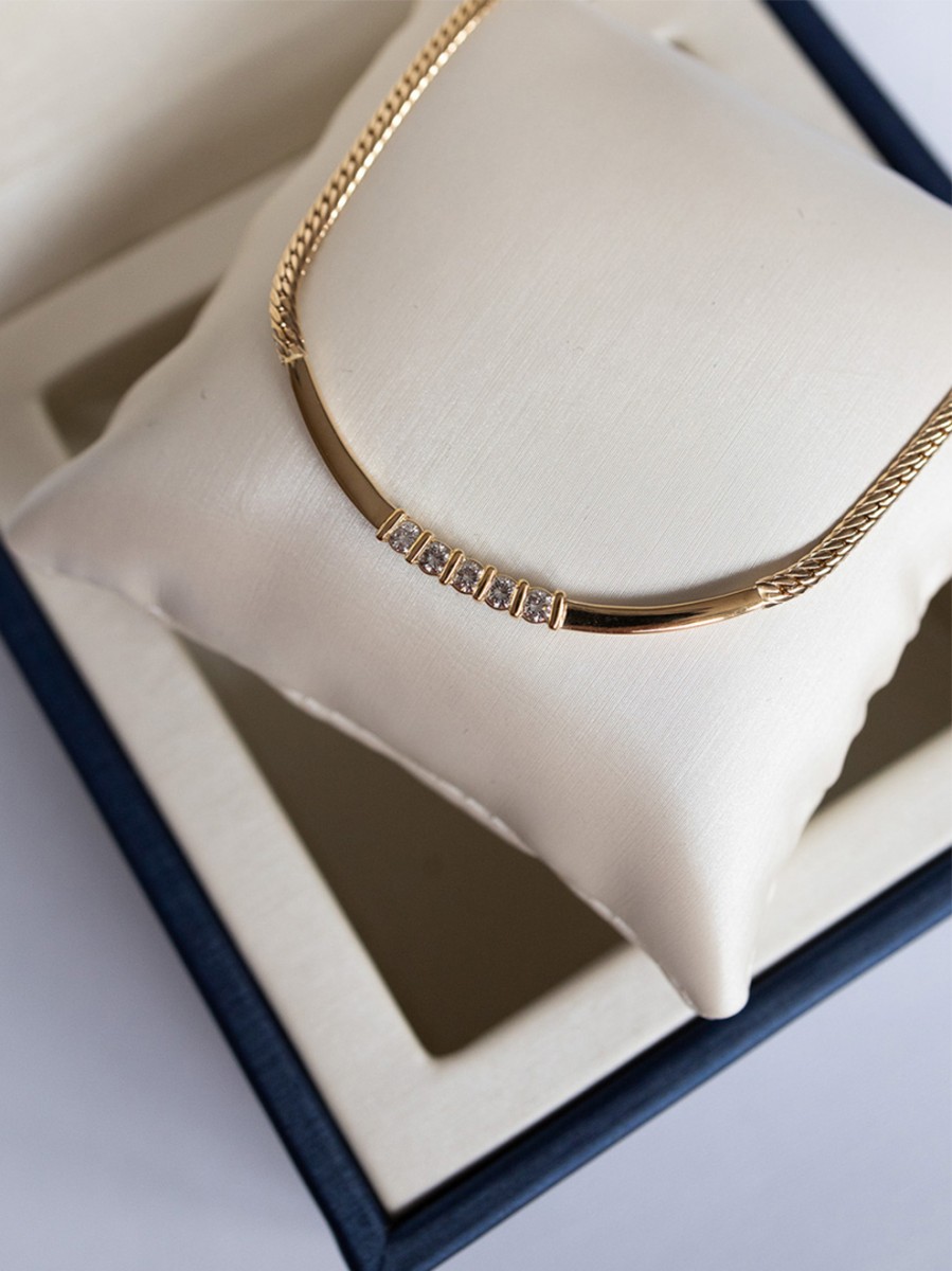 Vintage Le Chic choker met 5 diamanten Vintage Le Chic choker met 5 diamanten