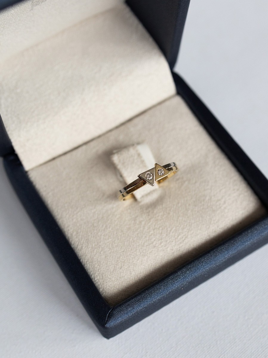 Vintage ring bicolor driehoek