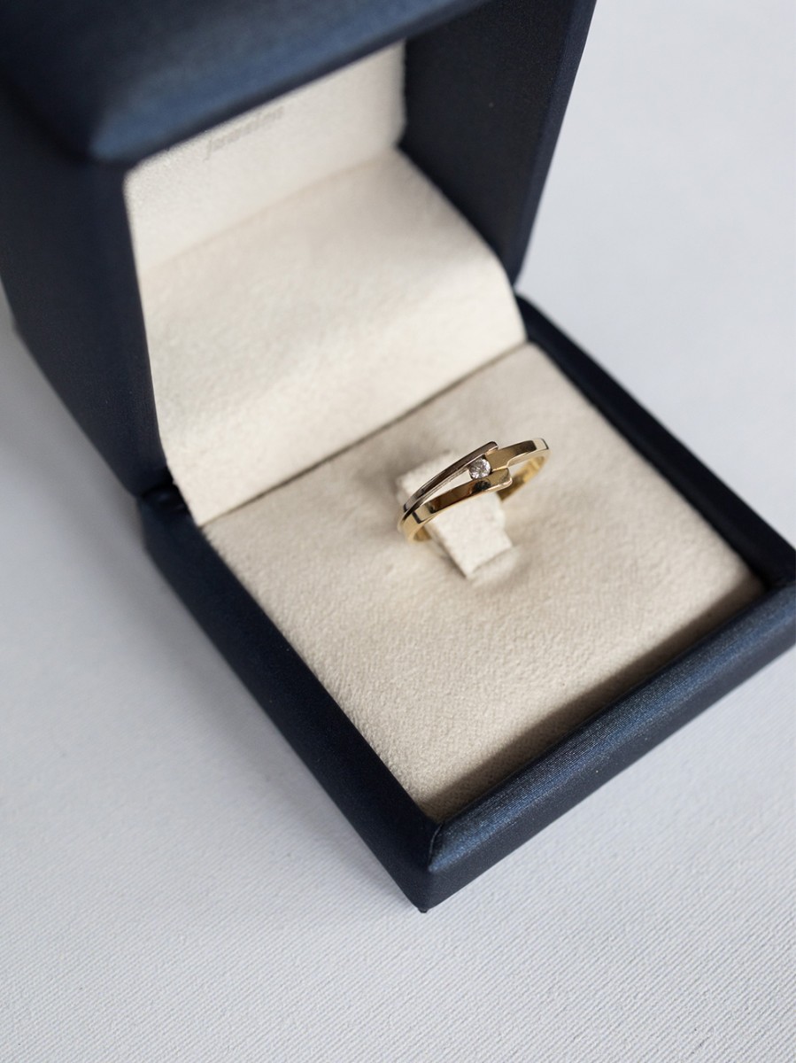 Vintage vorkring bicolor met zirkonia