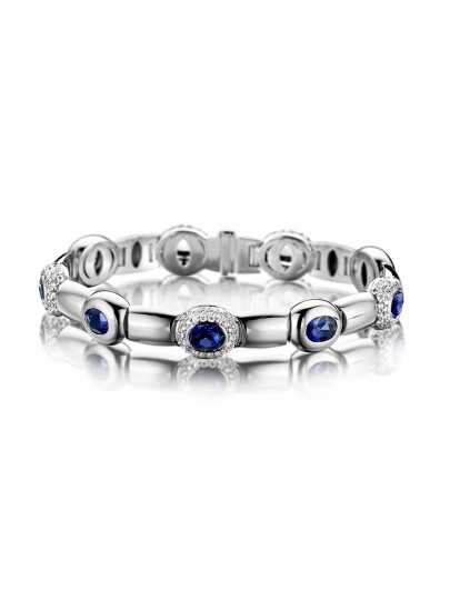 Witgouden armband met ioliet en diamant