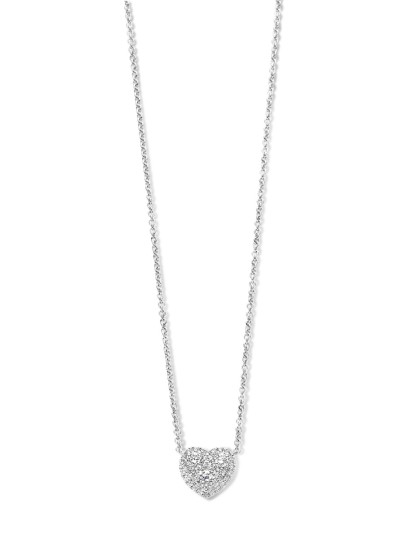Witgouden collier met hartjes hanger 0,67crt. Witgouden collier met hartjes hanger 0,67crt.