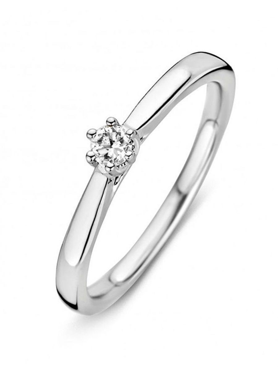 Witgouden ring met briljant 0,09crt. Witgouden ring met briljant 0,09crt.